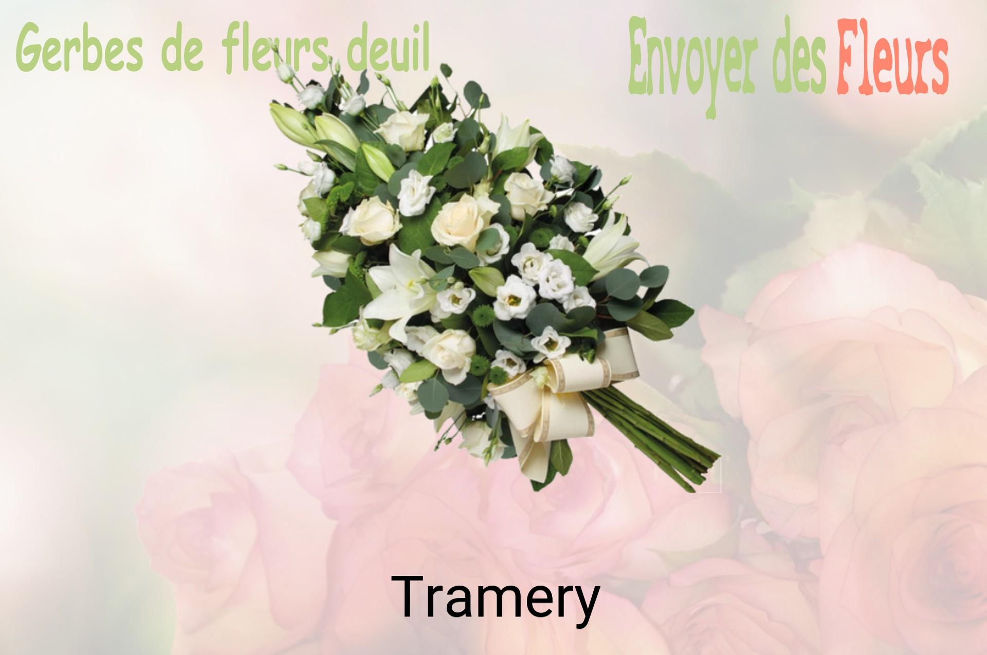 Gerbe de fleurs de deuil livrée à Tramery
